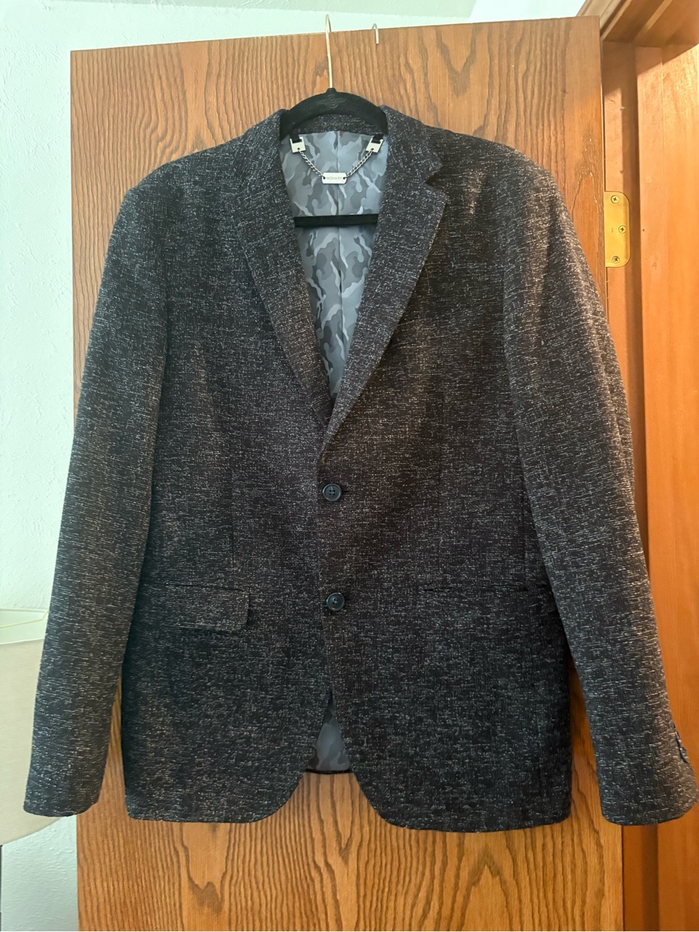 Men's Dark Heather Knit Sport Coat - Modern Two-Button Blazer
